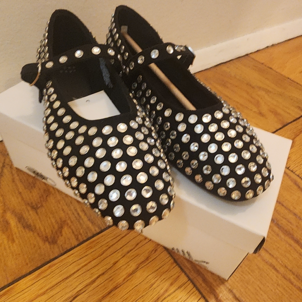 NWT Black Studded Mary Janes
